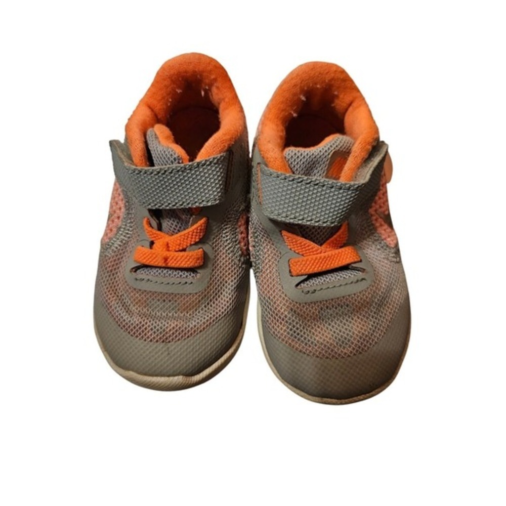 Nike Revolution 4‎ Toddler Shoes Gray Orange Hook and Loop Sneakers Size 5C